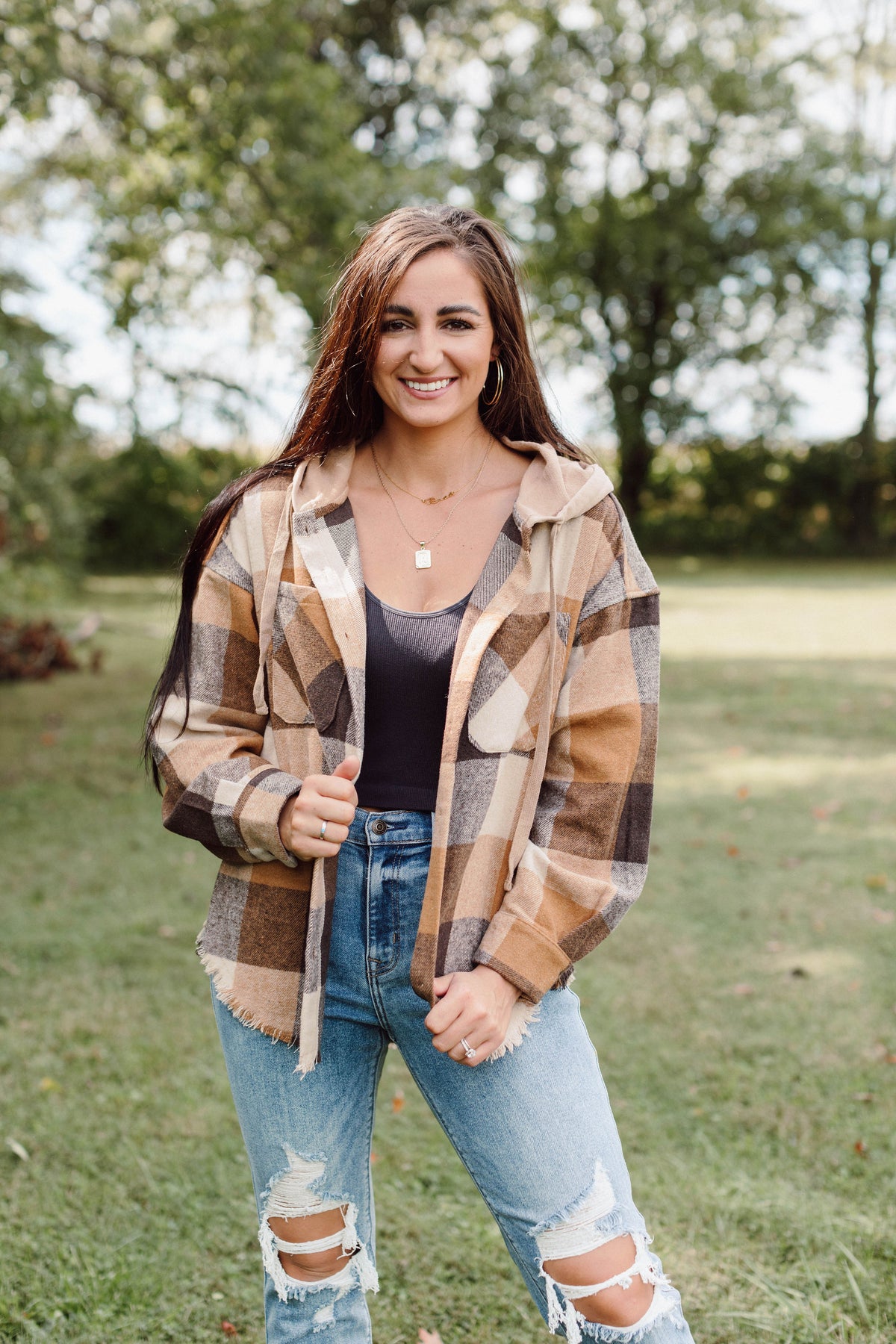 Finding You- Cream Hooded Flannel