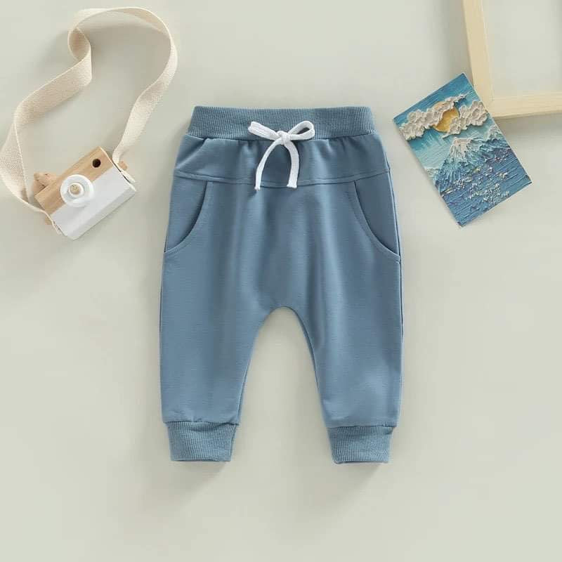 Solid Color Toddler Joggers- Blue