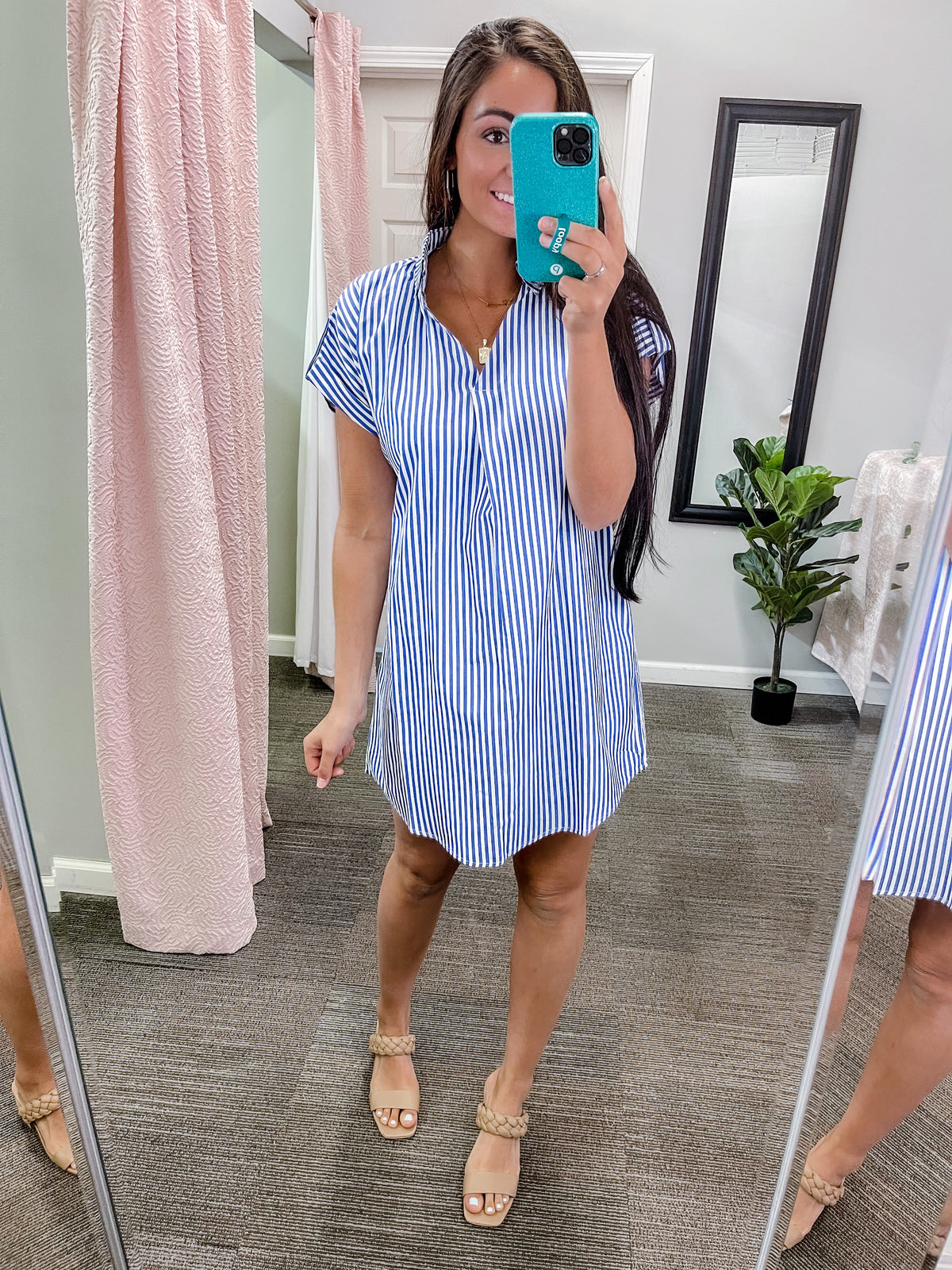 Going Your Way - Navy Striped Dress