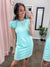 Here and Now Ruffled Sleeve Dress- Mint