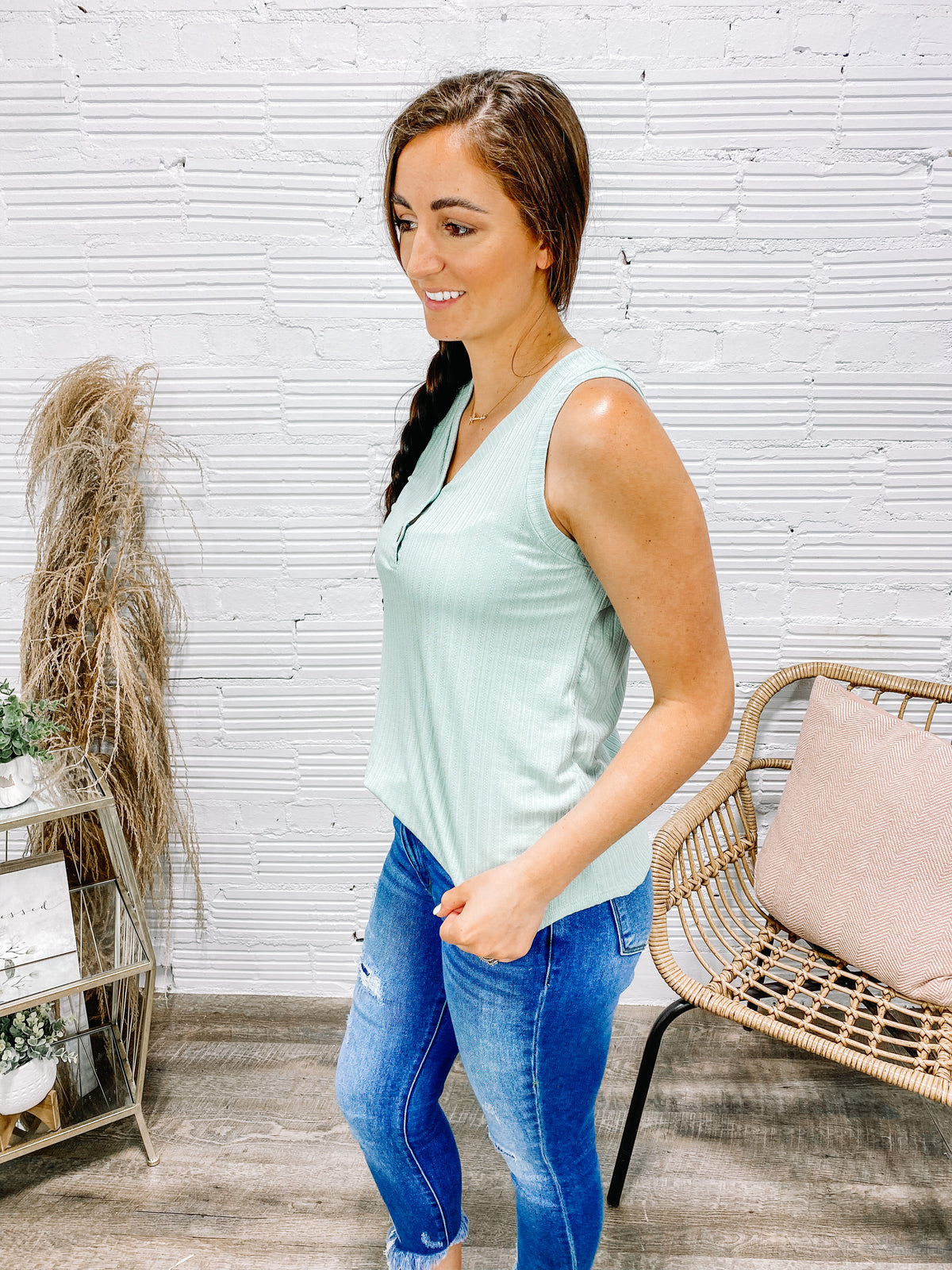 Our Love Story Sage Tank Top