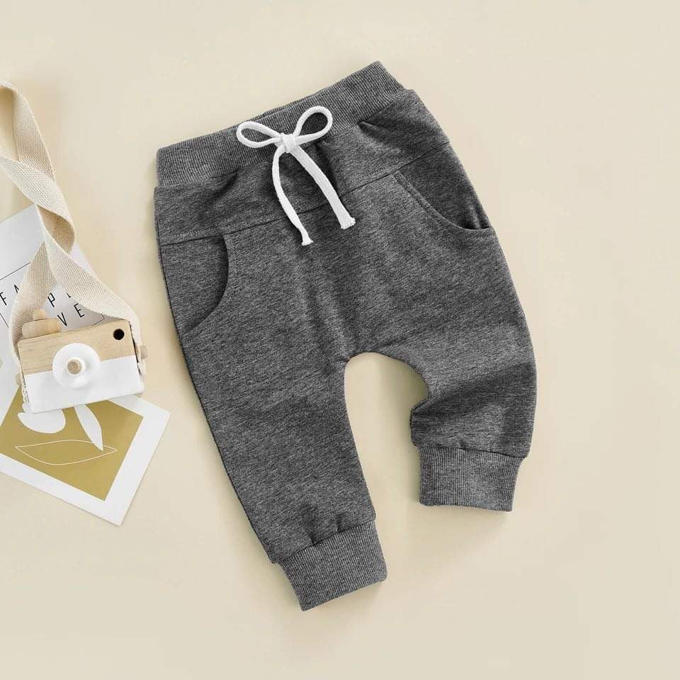 Solid Colored Toddler Joggers- Dark Grey