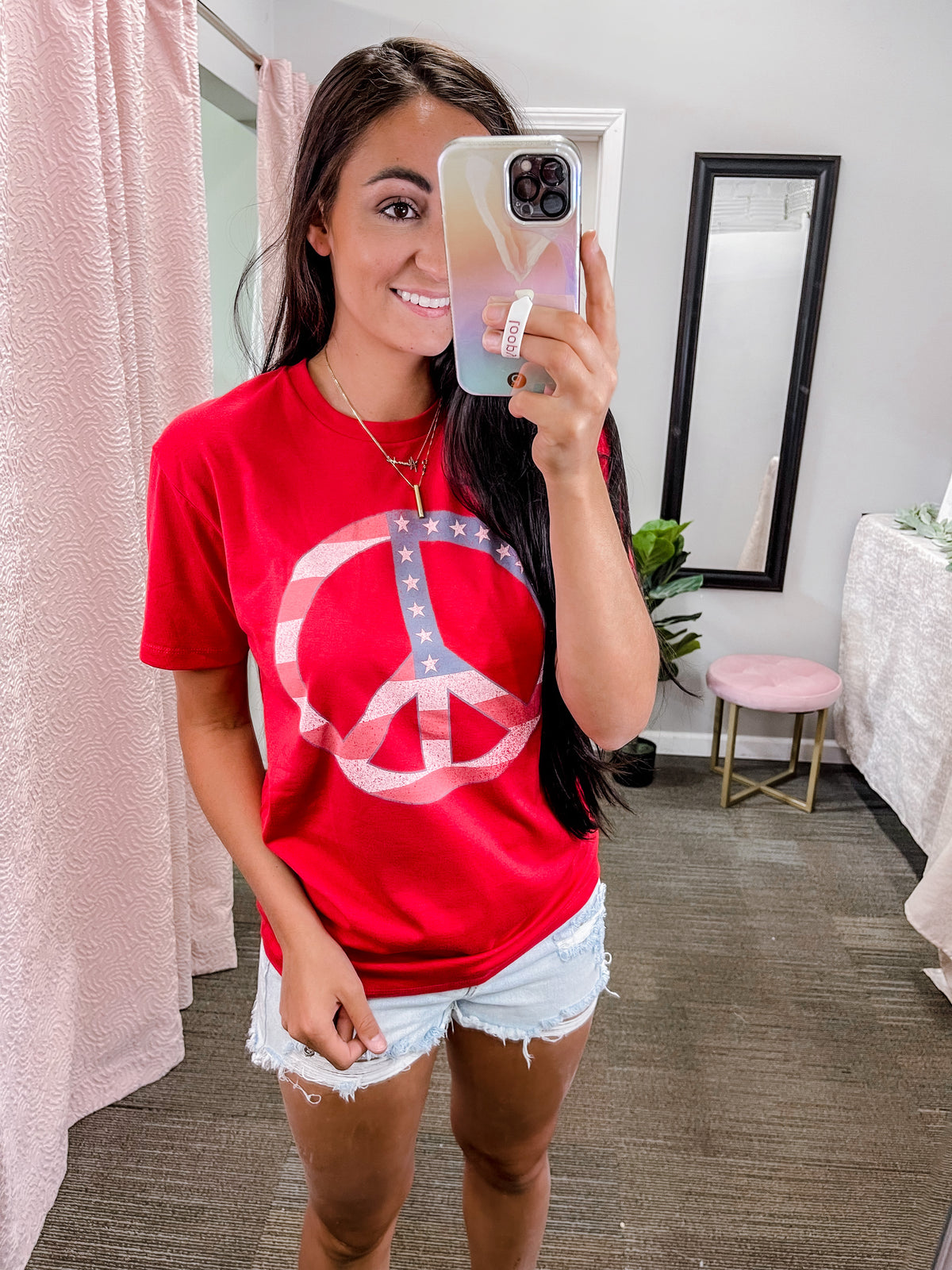 Peace Sign Graphic Tee - Red