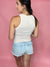 Stay Awhile Round Neck Fitted Tank- Rose