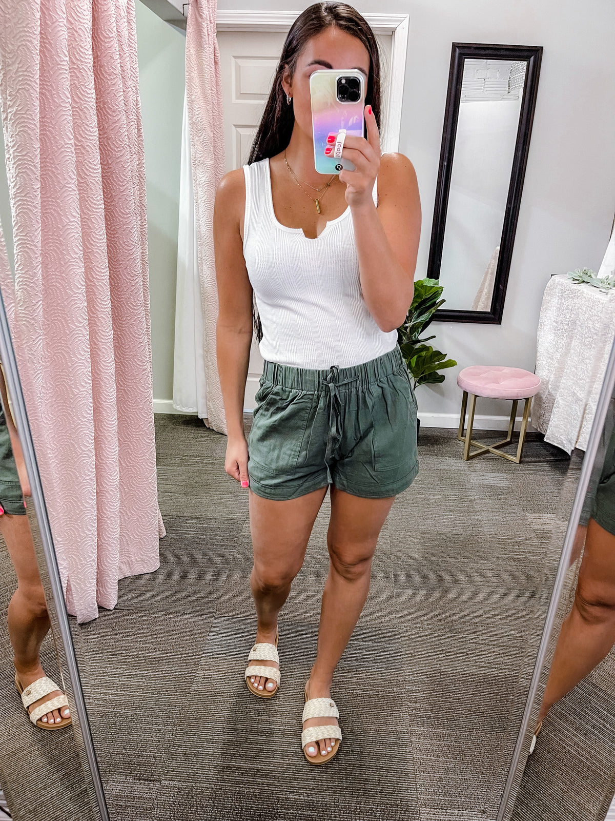 Dream On Casual Shorts-Green