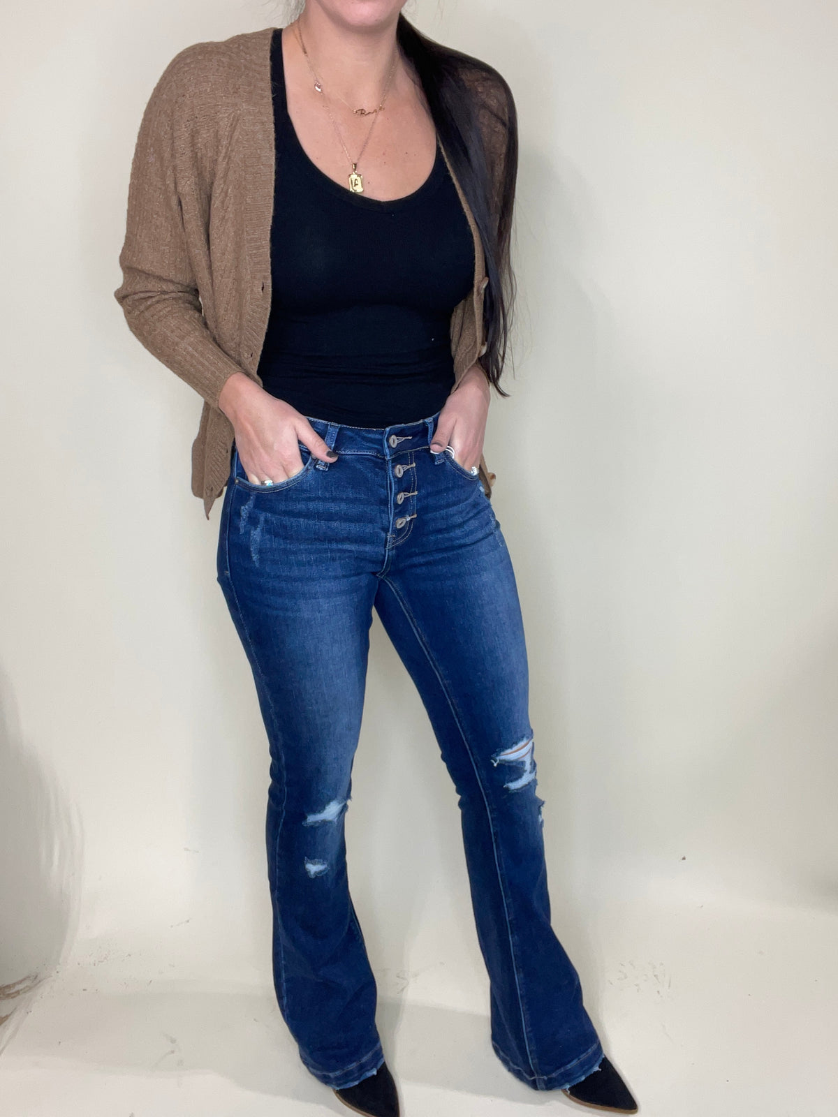 The Layla-Button Fly Flare Jeans