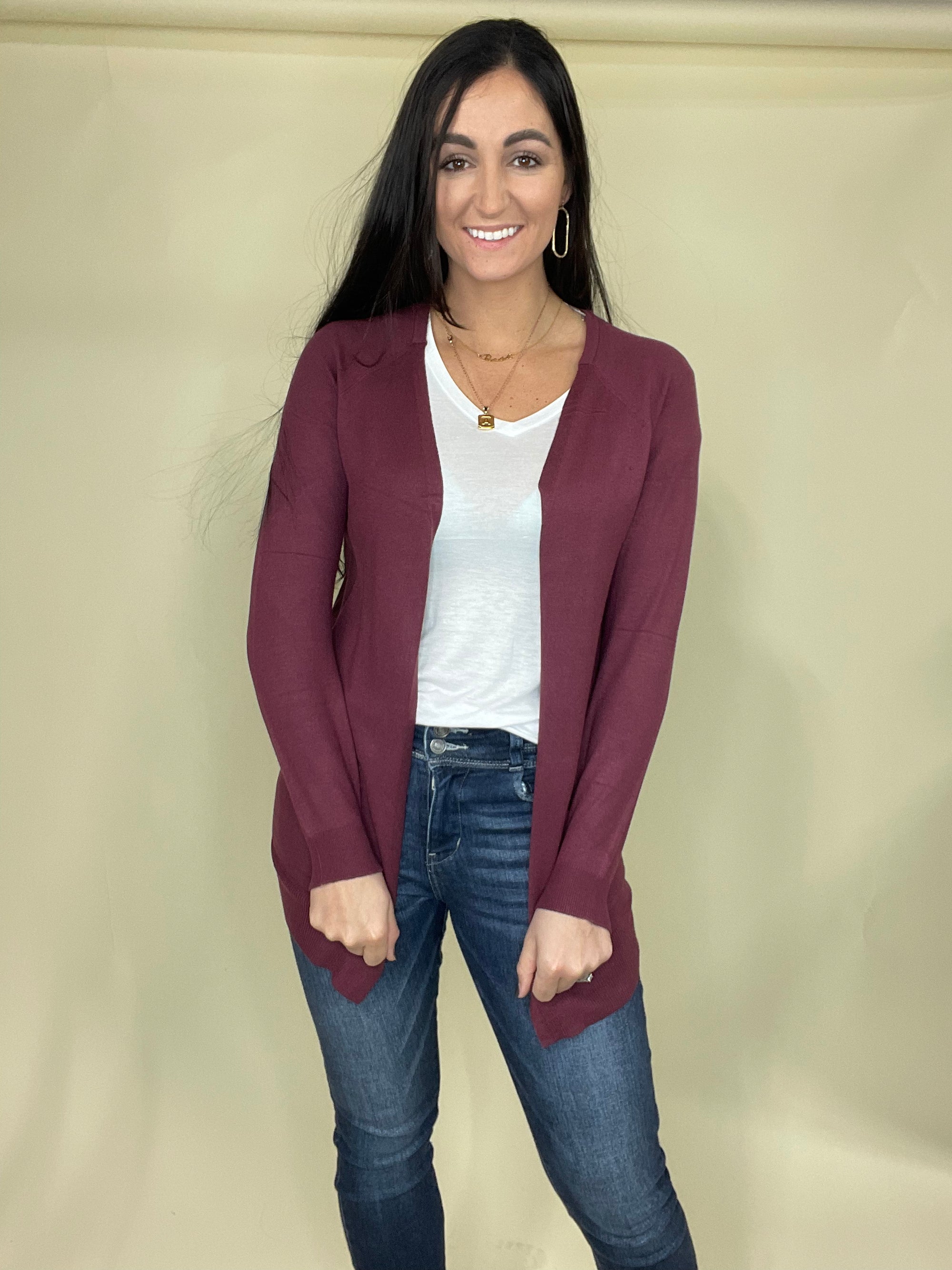 Learned My Lesson- Burgundy Cardigan