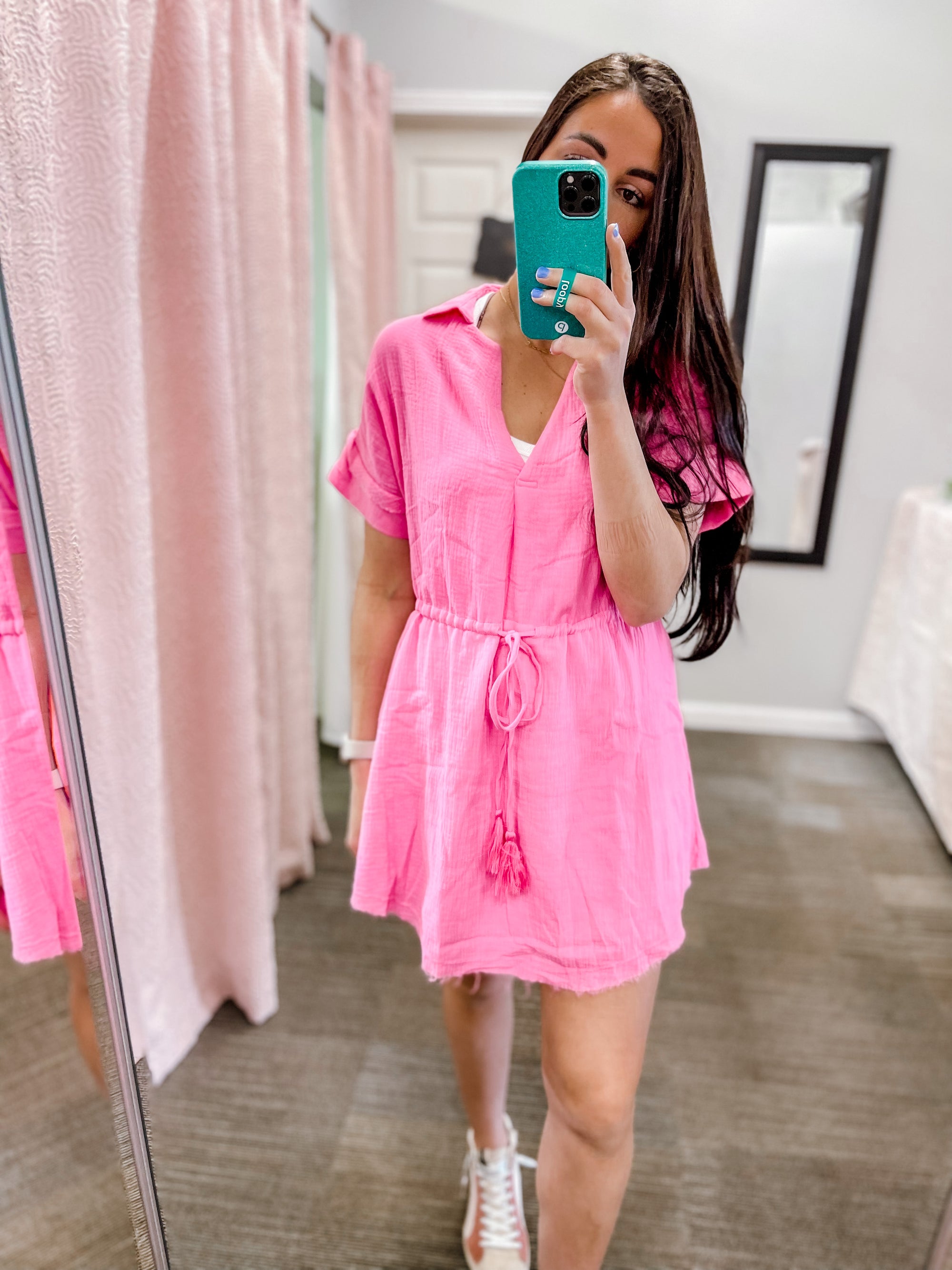 Our Time Away- Pink Collared Dress